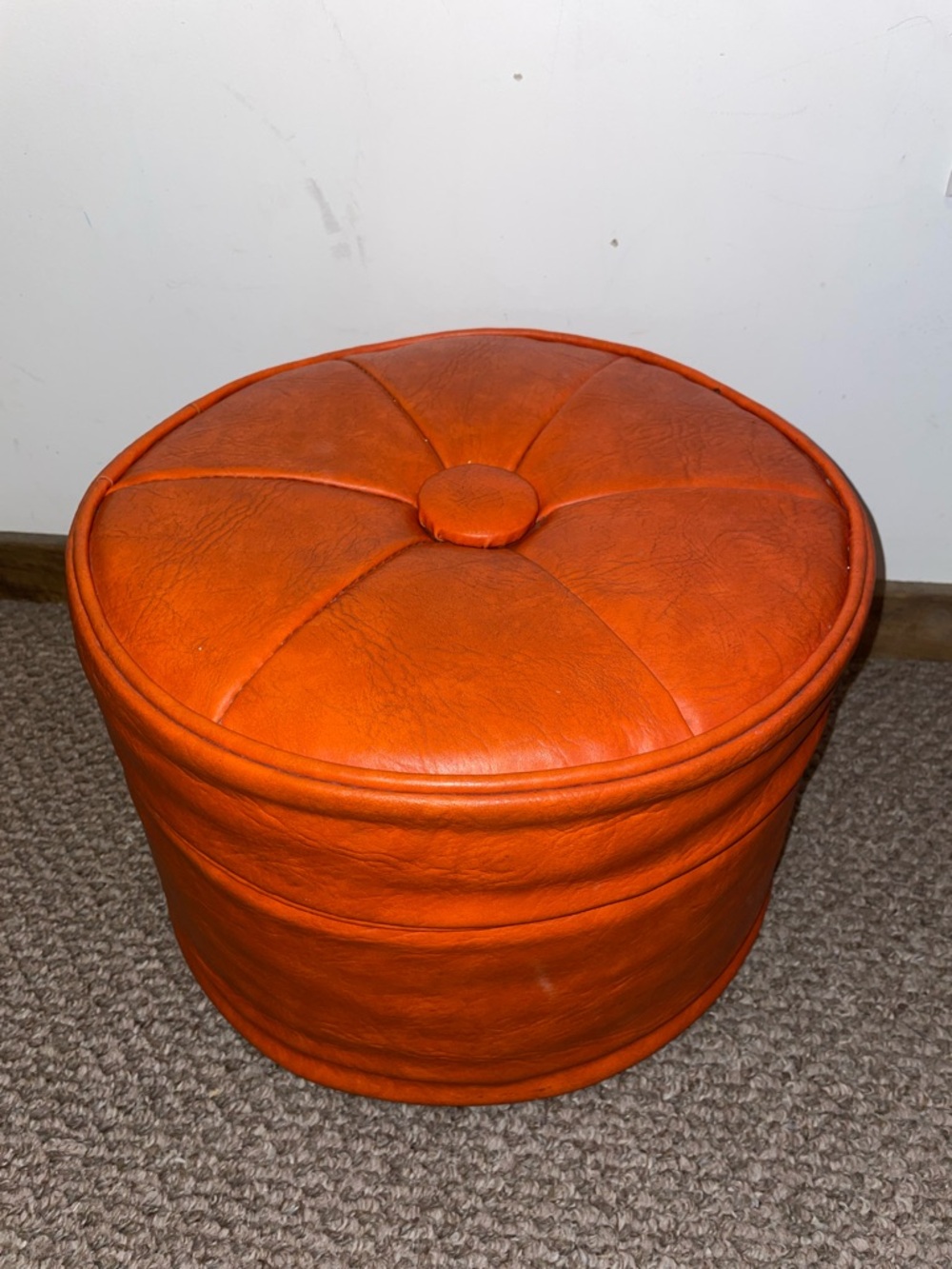 Vintage MCM vinyl ottoman